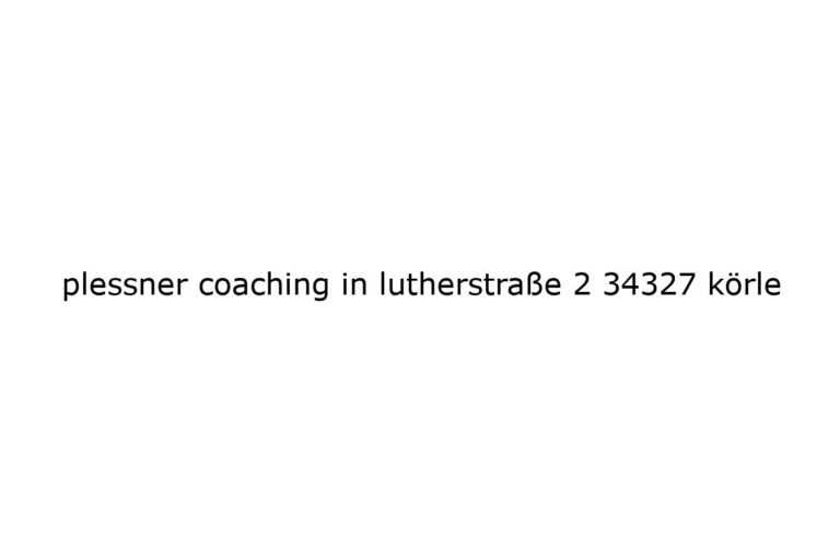 plessner coaching in lutherstrae 2 34327 krle